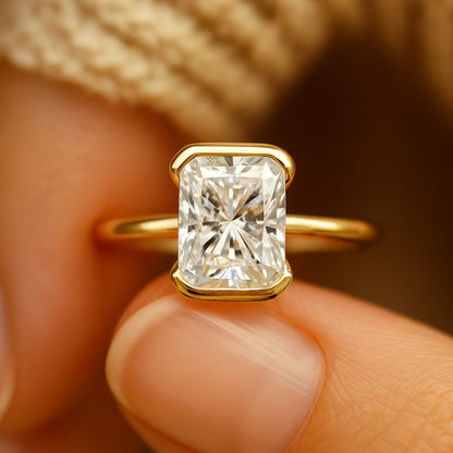 September Born Birthstone Brilliant Radiant Cut Diamond 10K Gold Rings