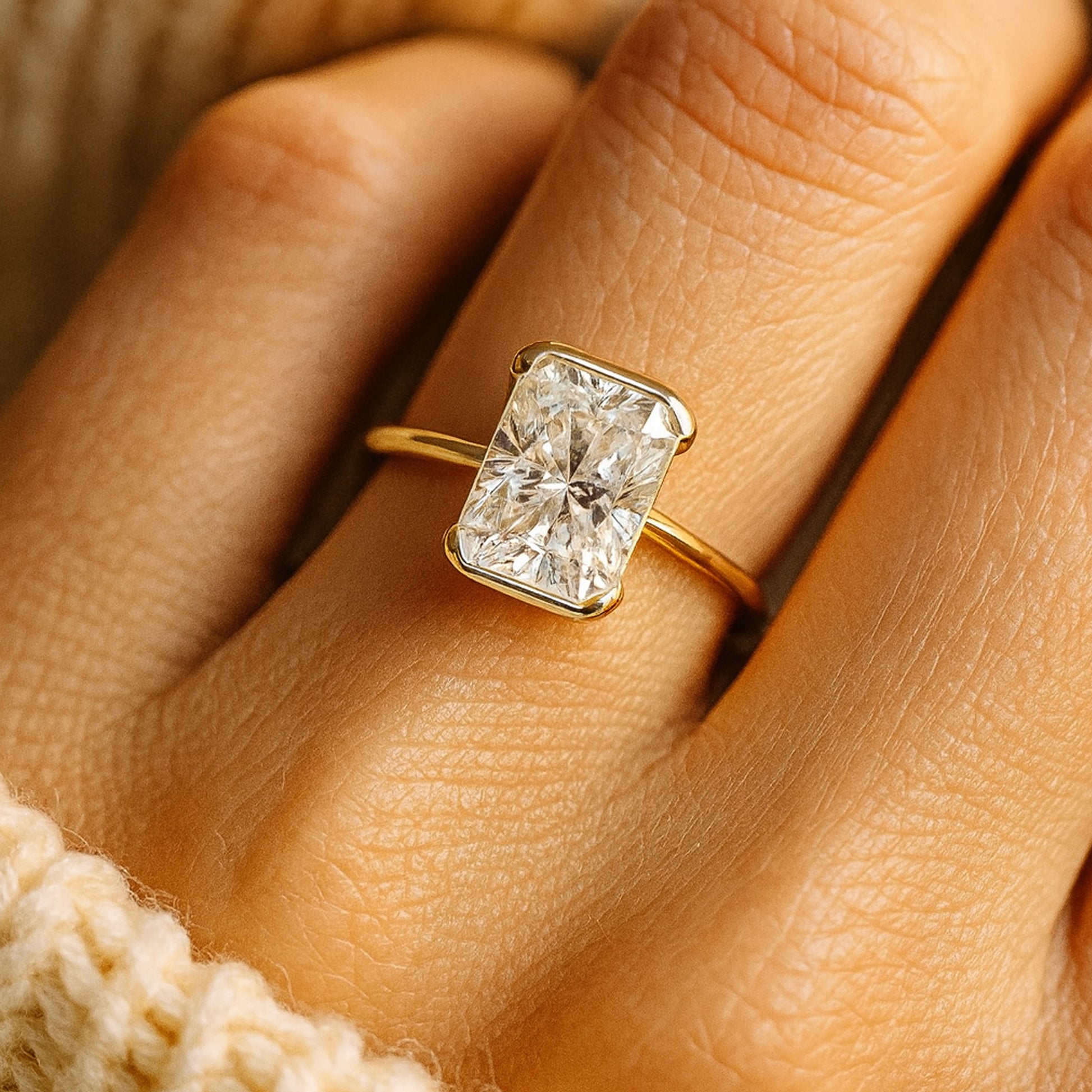 September Born Birthstone Brilliant Radiant Cut Diamond 10K Gold Rings