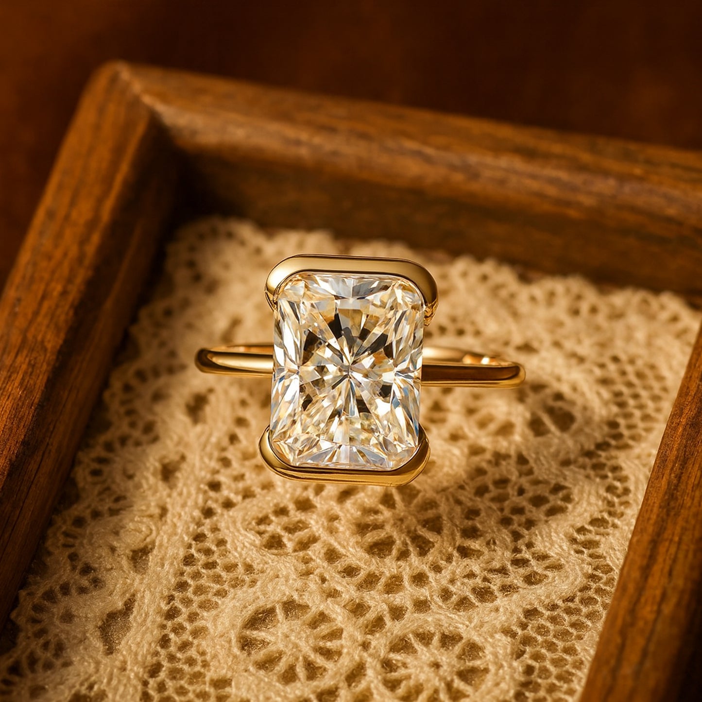 September Born Birthstone Brilliant Radiant Cut Diamond 10K Gold Rings