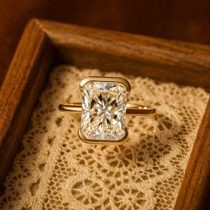 September Born Birthstone Brilliant Radiant Cut Diamond 10K Gold Rings