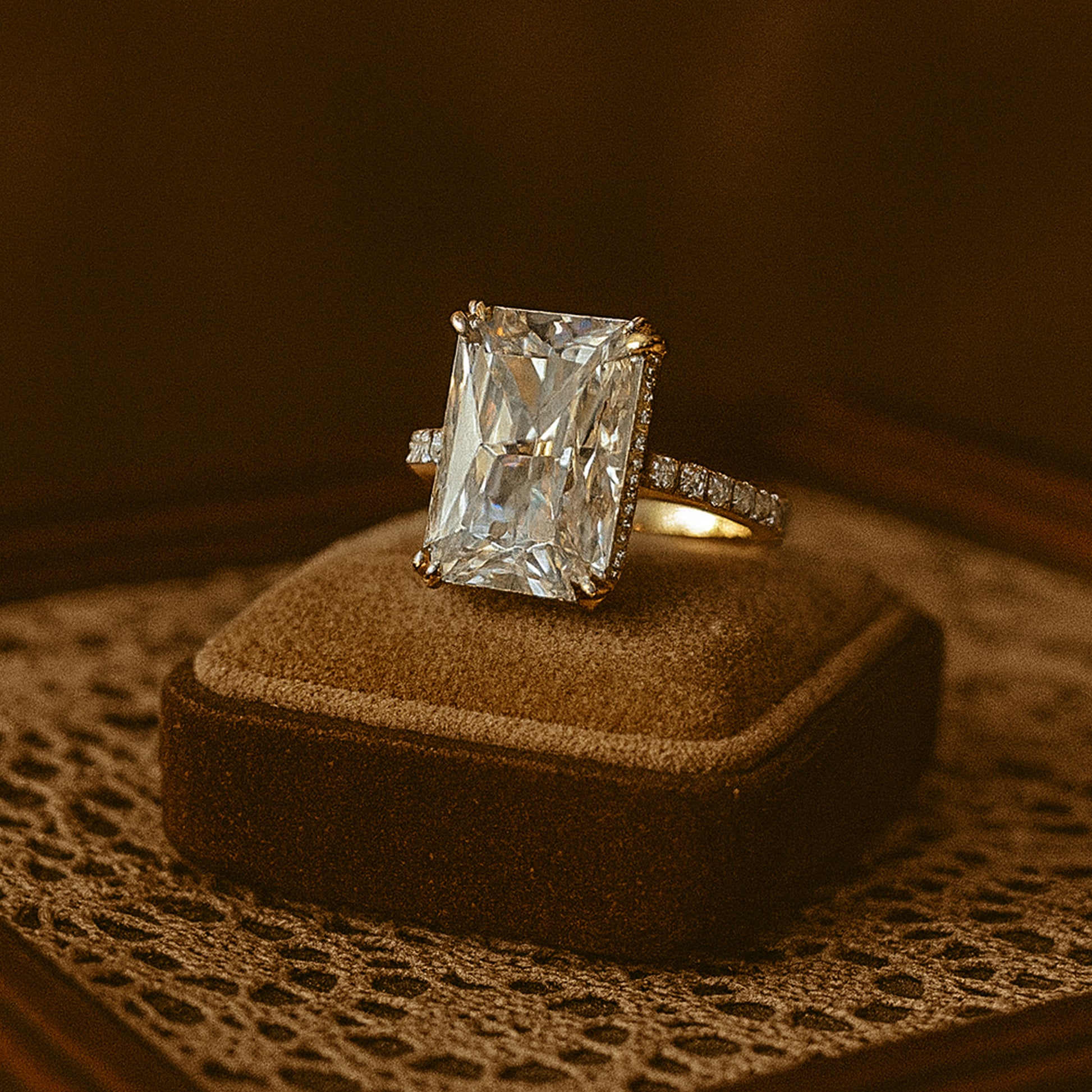 Wedding Rings for Guys Emerald Cut Diamond Rose Gold Ring for Brides