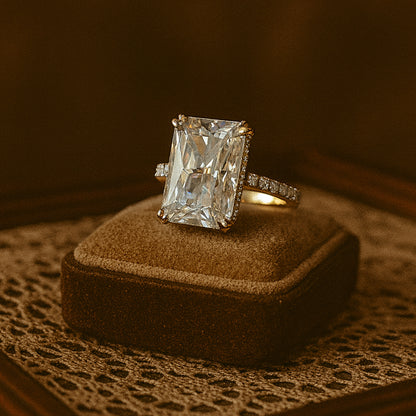 Wedding Rings for Guys Emerald Cut Diamond Rose Gold Ring for Brides
