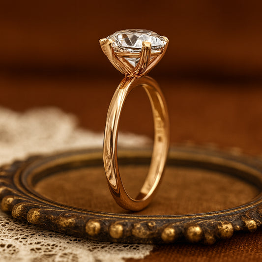 Guy Wedding Bands Oval Cut VVS1 Diamond Solitaire 14K Yellow Gold Ring