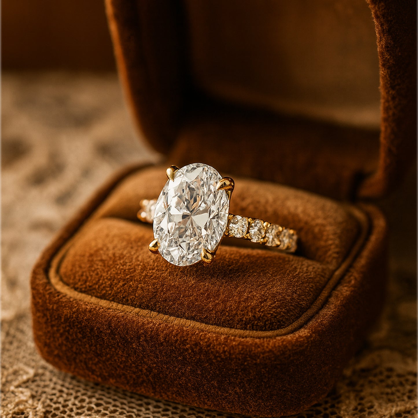 Classic Women's Diamond Wedding Band - Oval Cut with Diamond Pave
