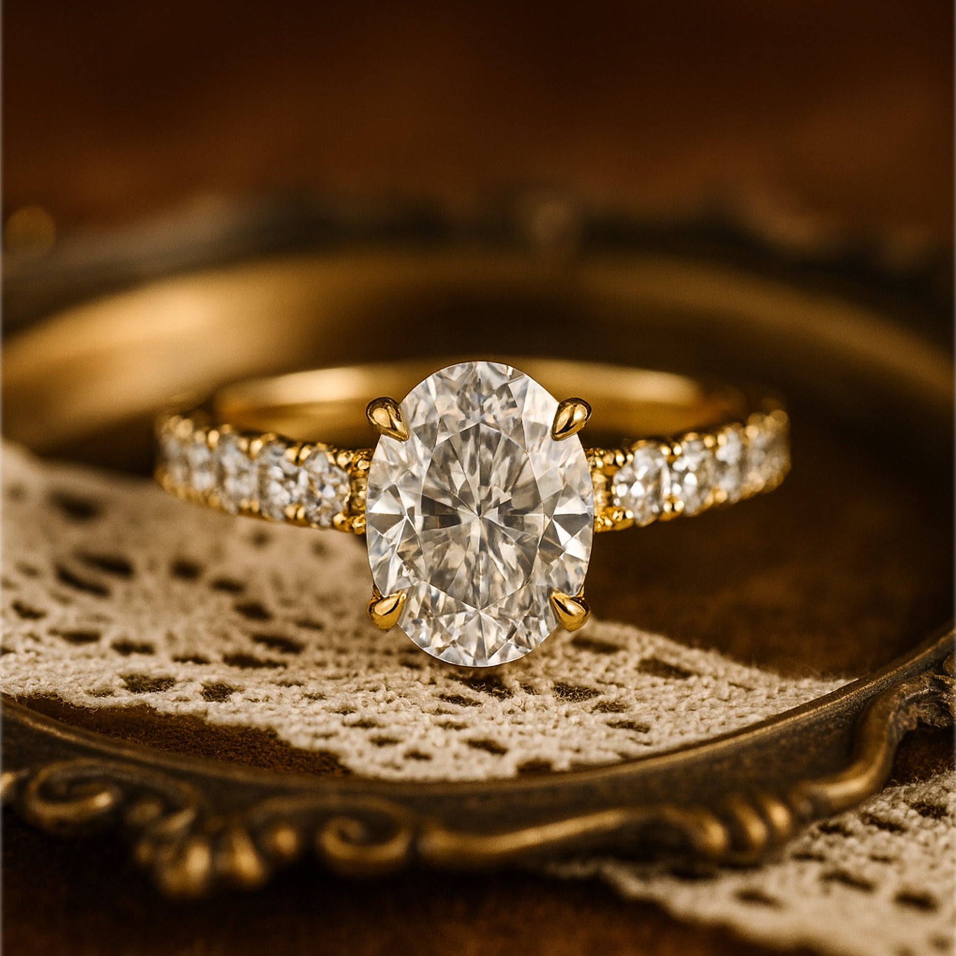 Classic Women's Diamond Wedding Band - Oval Cut with Diamond Pave
