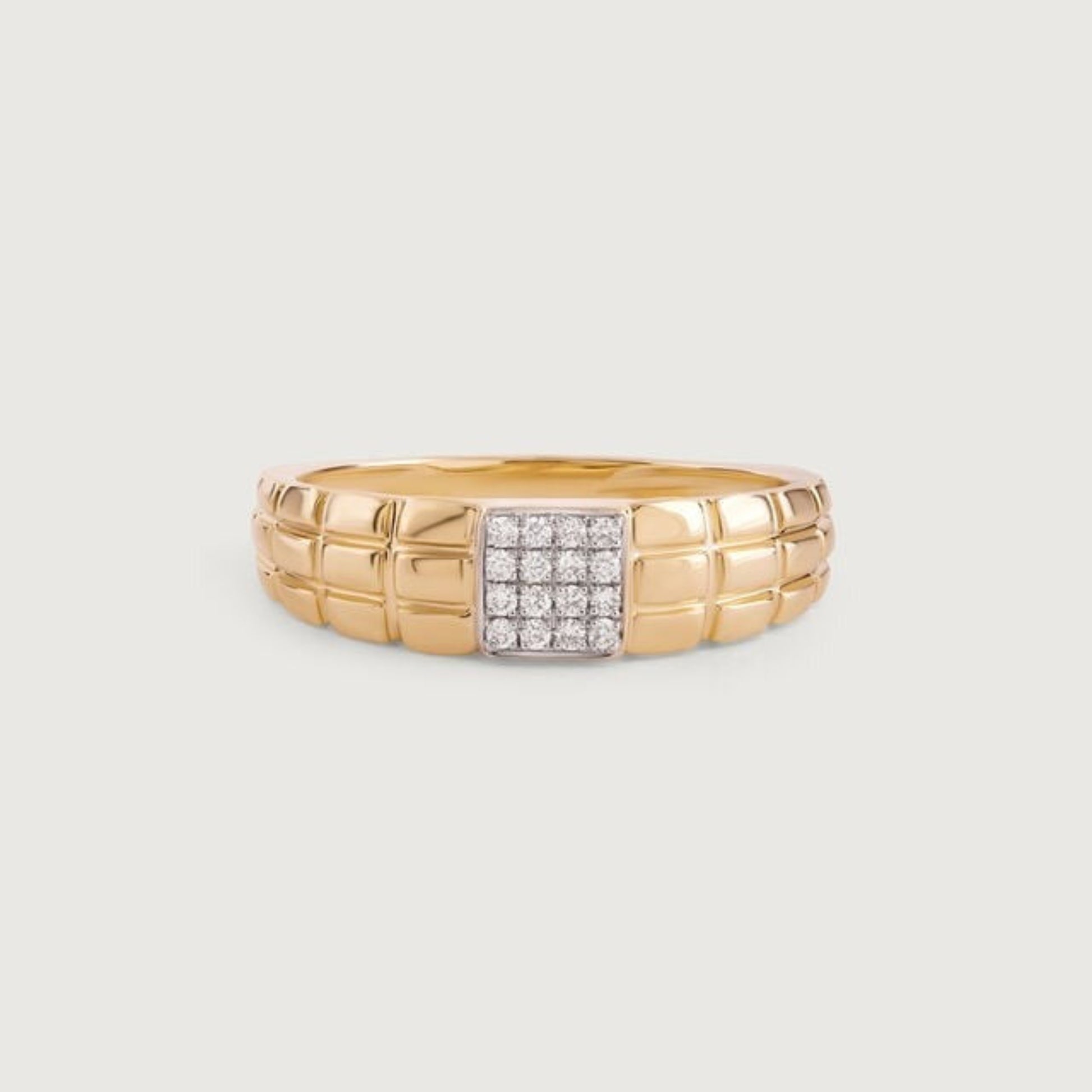 Designer Men's Wedding Band - 14K Gold Ring with Diamond Cluster