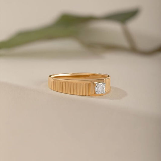 Men Diamond Married Ring - 18K Rose Gold Wedding Band for Husband