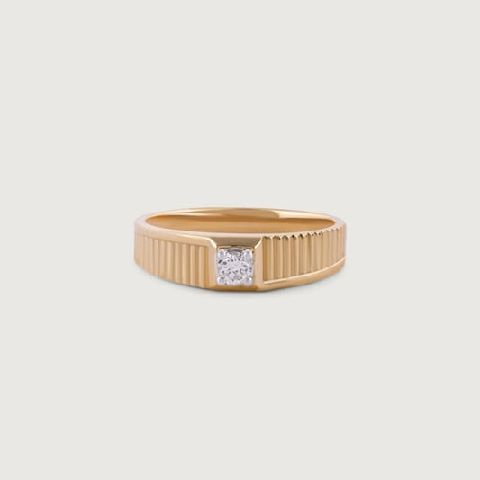 Men Diamond Married Ring - 18K Rose Gold Wedding Band for Husband