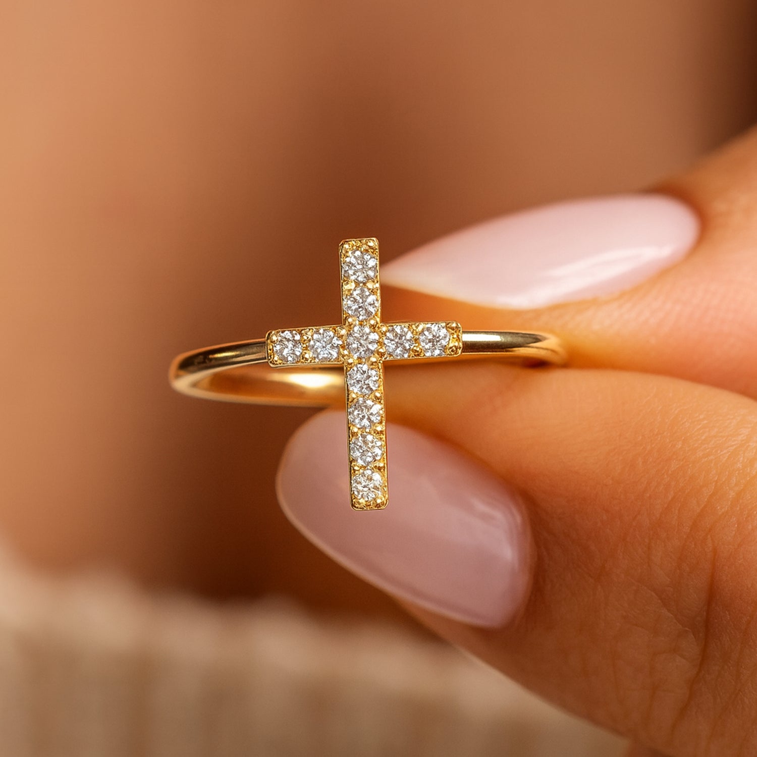 Wedding Rings Guys Elegant Gold Diamond Cross Perfect Christian Rings