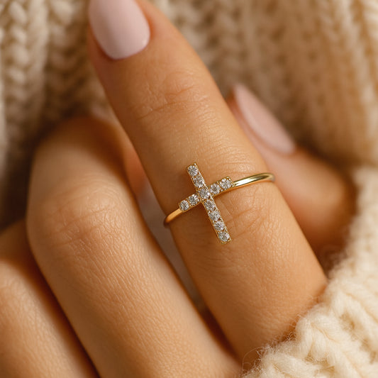 Wedding Rings Guys Elegant Gold Diamond Cross Perfect Christian Rings
