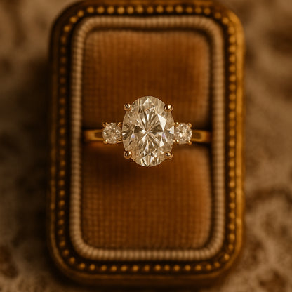 Wedding and Rings Luxury Oval Cut Diamond 10K Gold Ring for Engagement