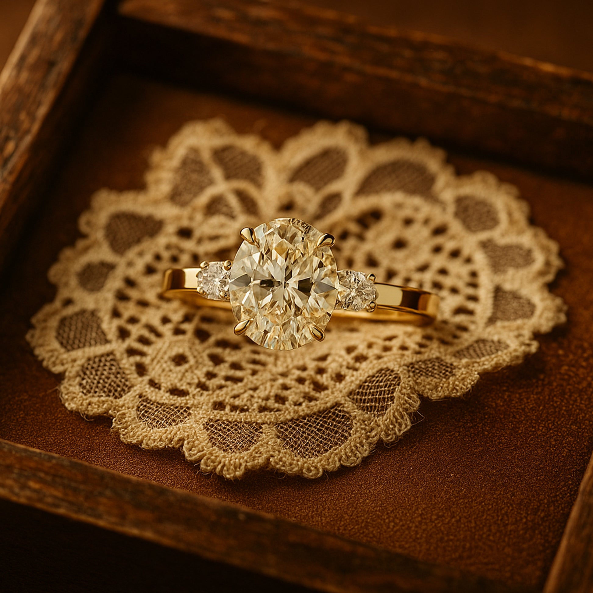 Wedding and Rings Luxury Oval Cut Diamond 10K Gold Ring for Engagement