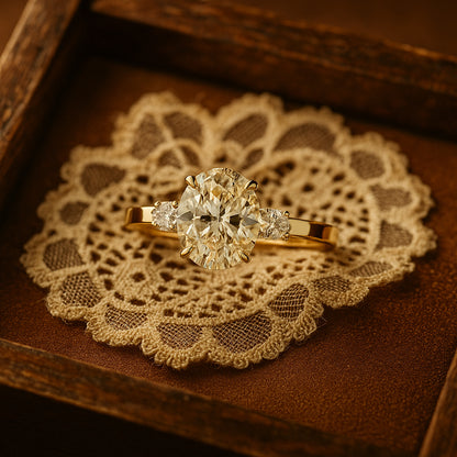 Wedding and Rings Luxury Oval Cut Diamond 10K Gold Ring for Engagement