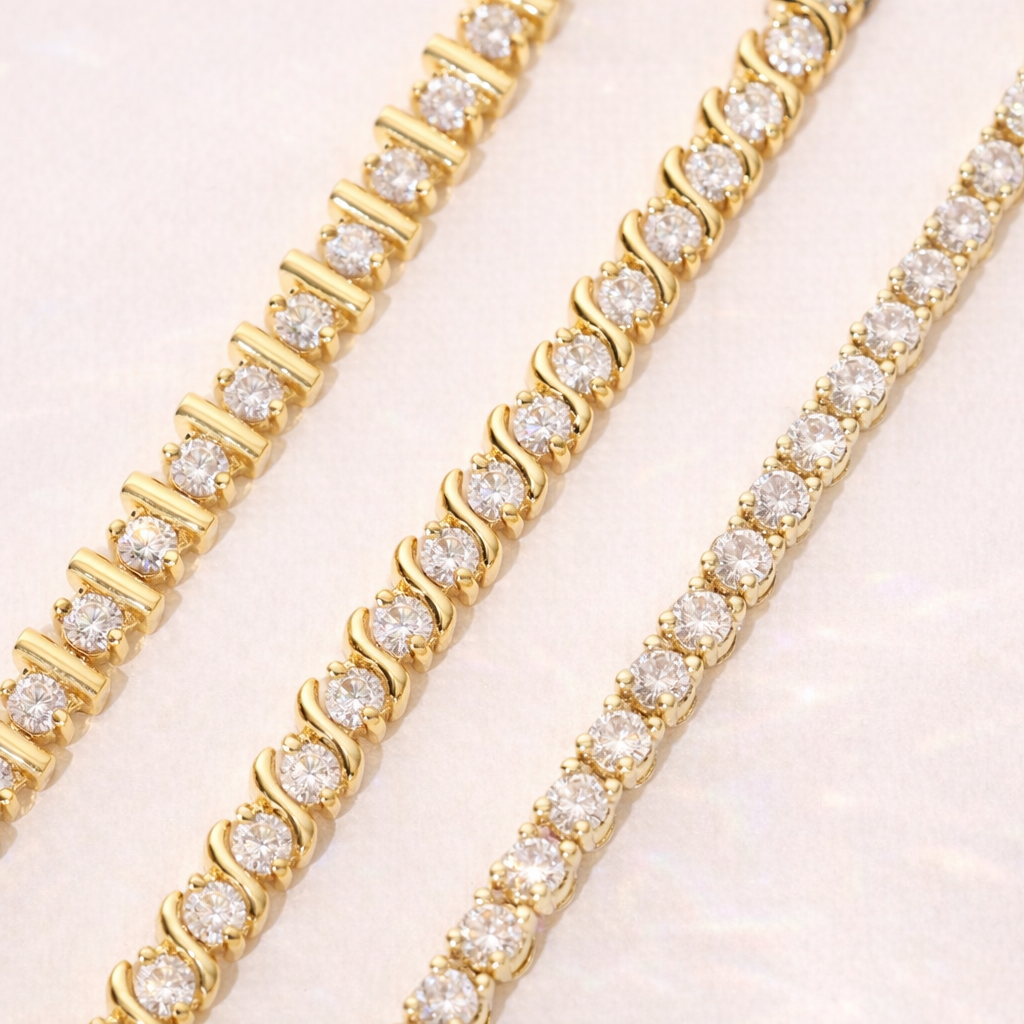 Tennis Bracelet With Round Cut Diamond Or Moissanite Stones
