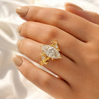Buy Engagement Ring Leaf Pattern Marquise Cut Engagement Ring Floral Ring.

