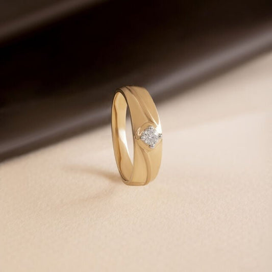 Male Wedding Bands - 10K Yellow Gold Twisted Diamond Ring for Men