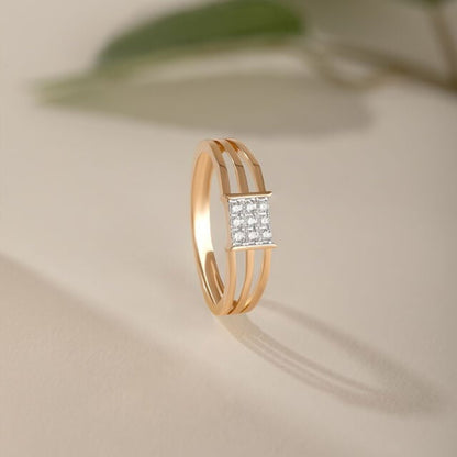 Wedding Bands for a Man -  Three Row Cluster Diamond 10K Gold Ring