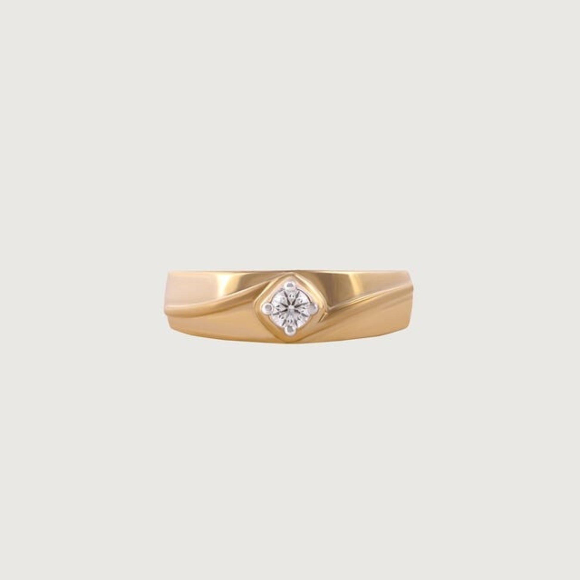 Male Wedding Bands - 10K Yellow Gold Twisted Diamond Ring for Men