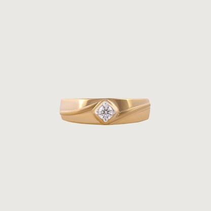 Male Wedding Bands - 10K Yellow Gold Twisted Diamond Ring for Men