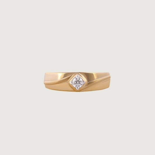 Male Wedding Bands - 10K Yellow Gold Twisted Diamond Ring for Men