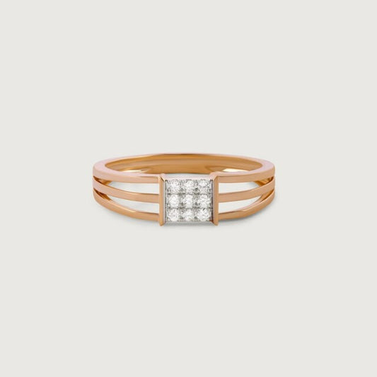 Wedding Bands for a Man -  Three Row Cluster Diamond 10K Gold Ring