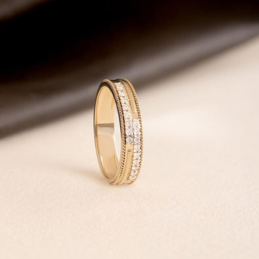 Men's Diamond Wedding Ring - Classic Gold Band Channel Setting