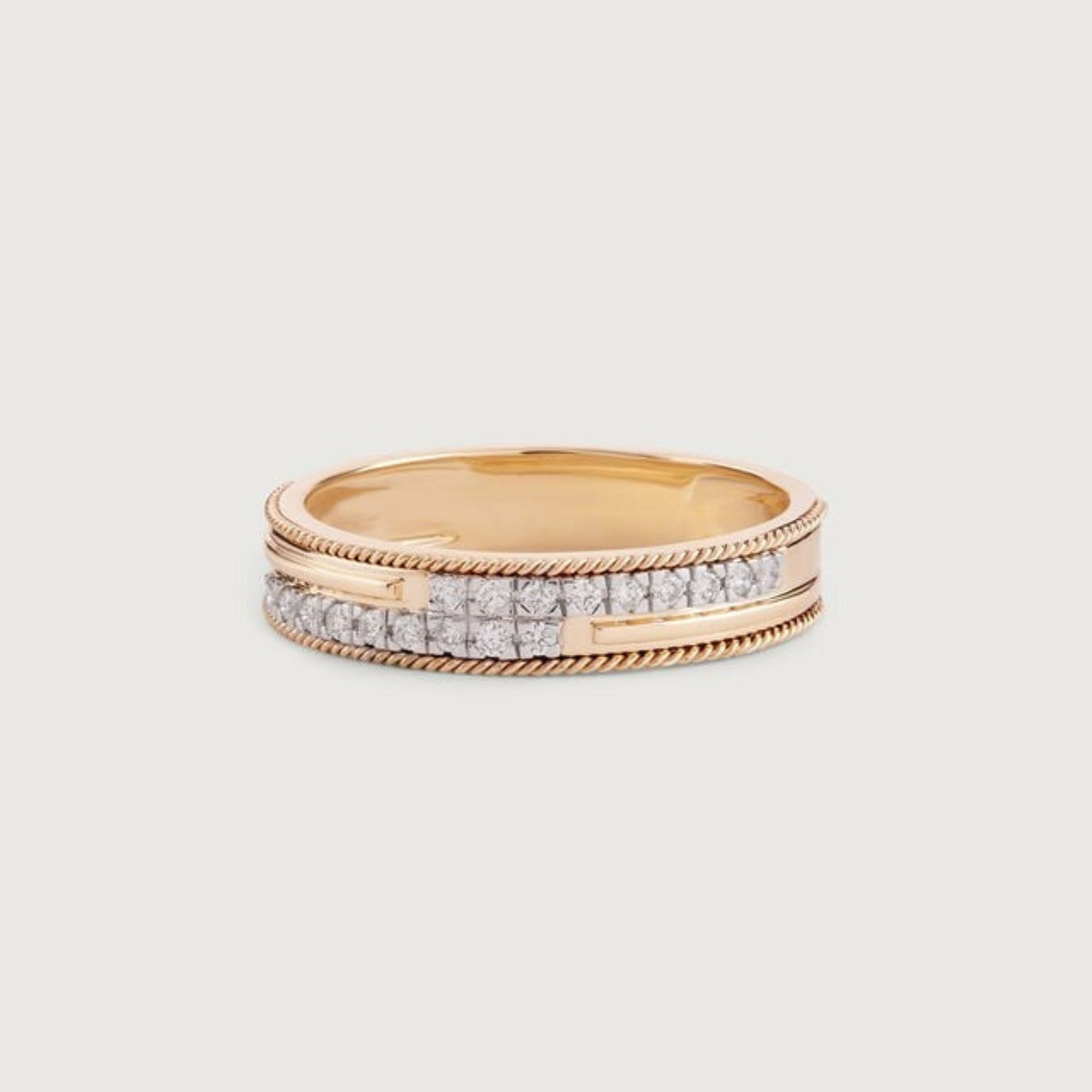Men's Diamond Wedding Ring - Classic Gold Band Channel Setting