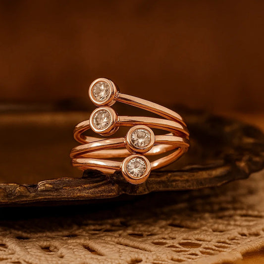 Birthstone for Month of July Bezel Diamond Gold Multi-Stone Style Ring