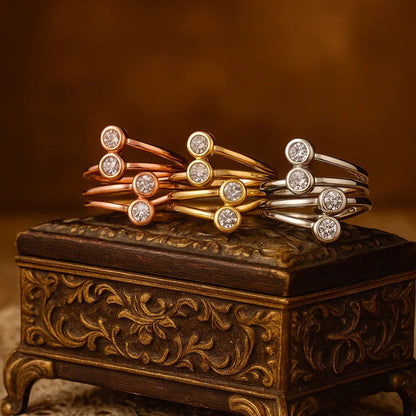Birthstone for Month of July Bezel Diamond Gold Multi-Stone Style Ring