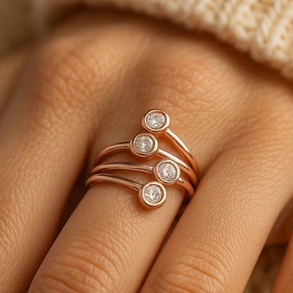 Birthstone for Month of July Bezel Diamond Gold Multi-Stone Style Ring