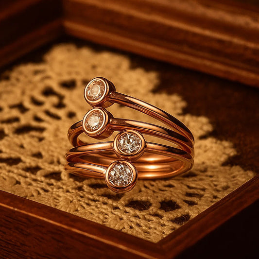 Birthstone for Month of July Bezel Diamond Gold Multi-Stone Style Ring