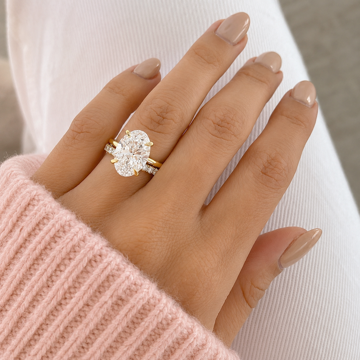 Pave Band Engagement Ring Vintage Bridal Set Wedding Rings Gold Wedding Rings Band.