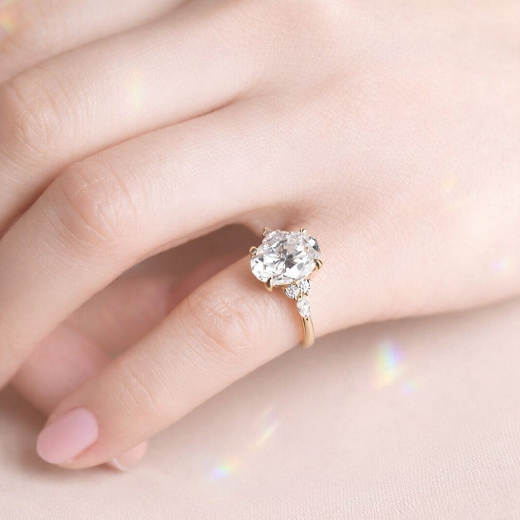 7 Stone Oval Cut Moissanite Ring