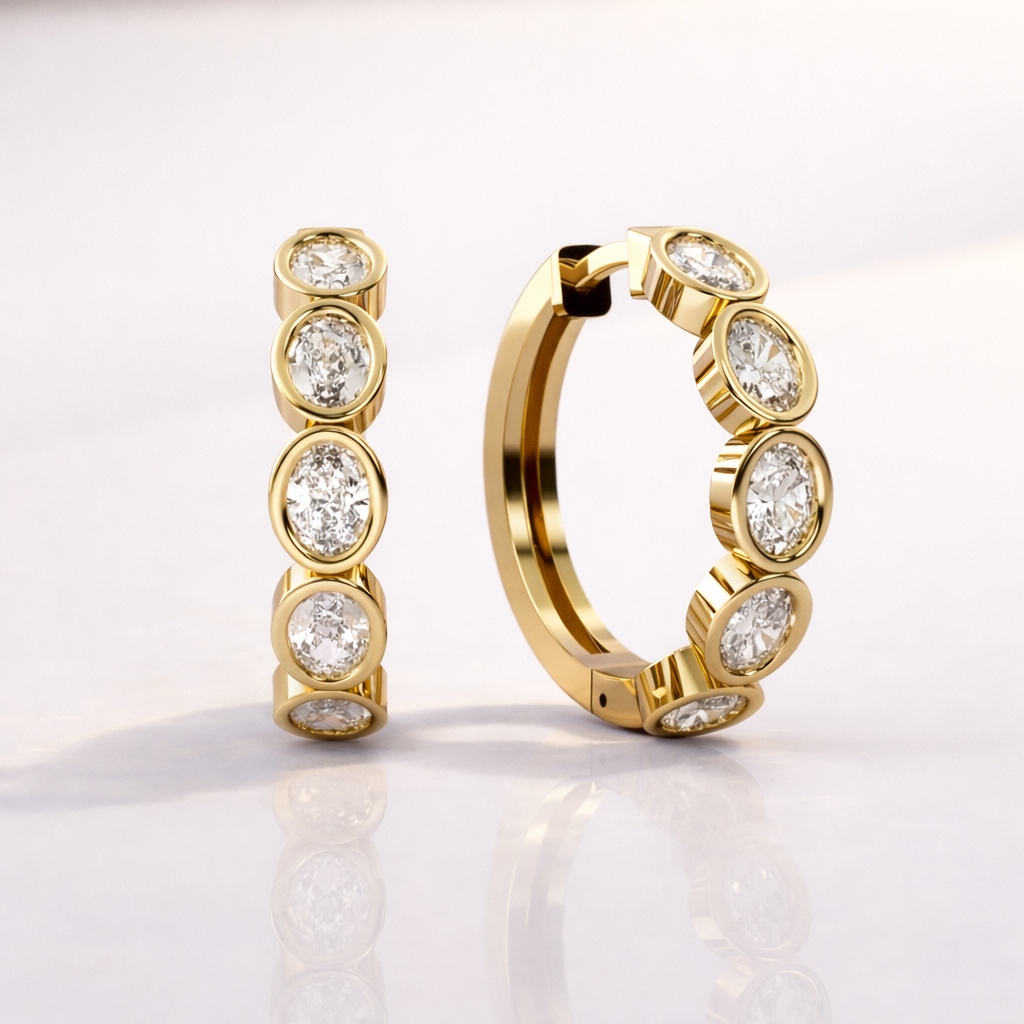 Oval Diamond Earrings