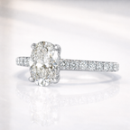 Oval Cut Engagement Ring With Hidden Halo In White Gold Diamond Or Moissanite
