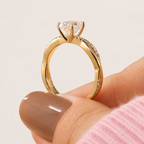 Twisted Pave Engagement Ring Oval Diamond Engagement Ring Four Prong Setting.
