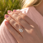 Pear Cut Moissanite Ring Hidden Halo Engagement Ring Hidden Halo Ring.
