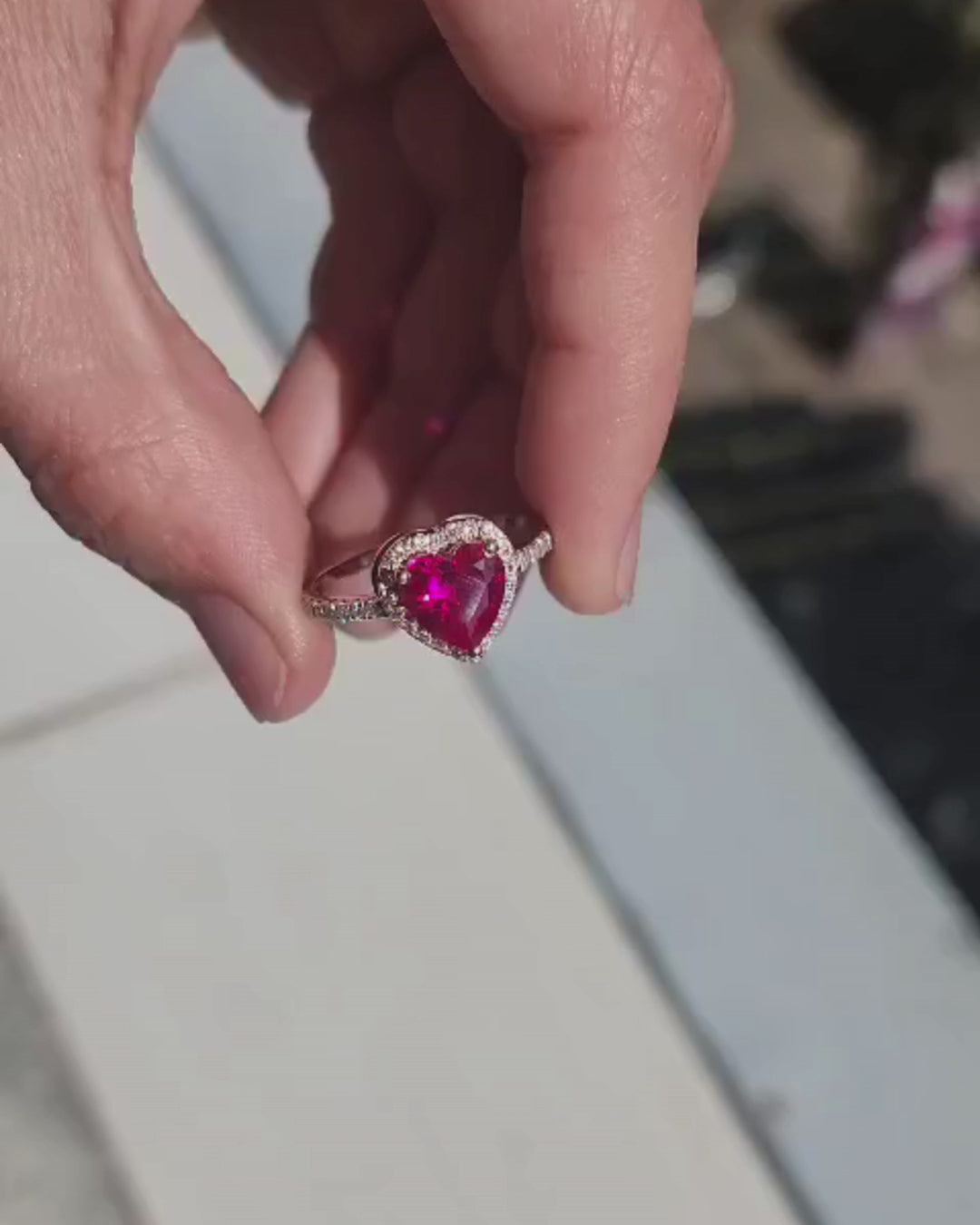 Yellow Gold Heart Shaped Ruby Ring