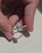 Pear Cut Moissanite Pave Band Engagement Ring