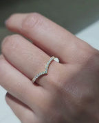 V Shaped Wedding Band in Round Cut Diamond