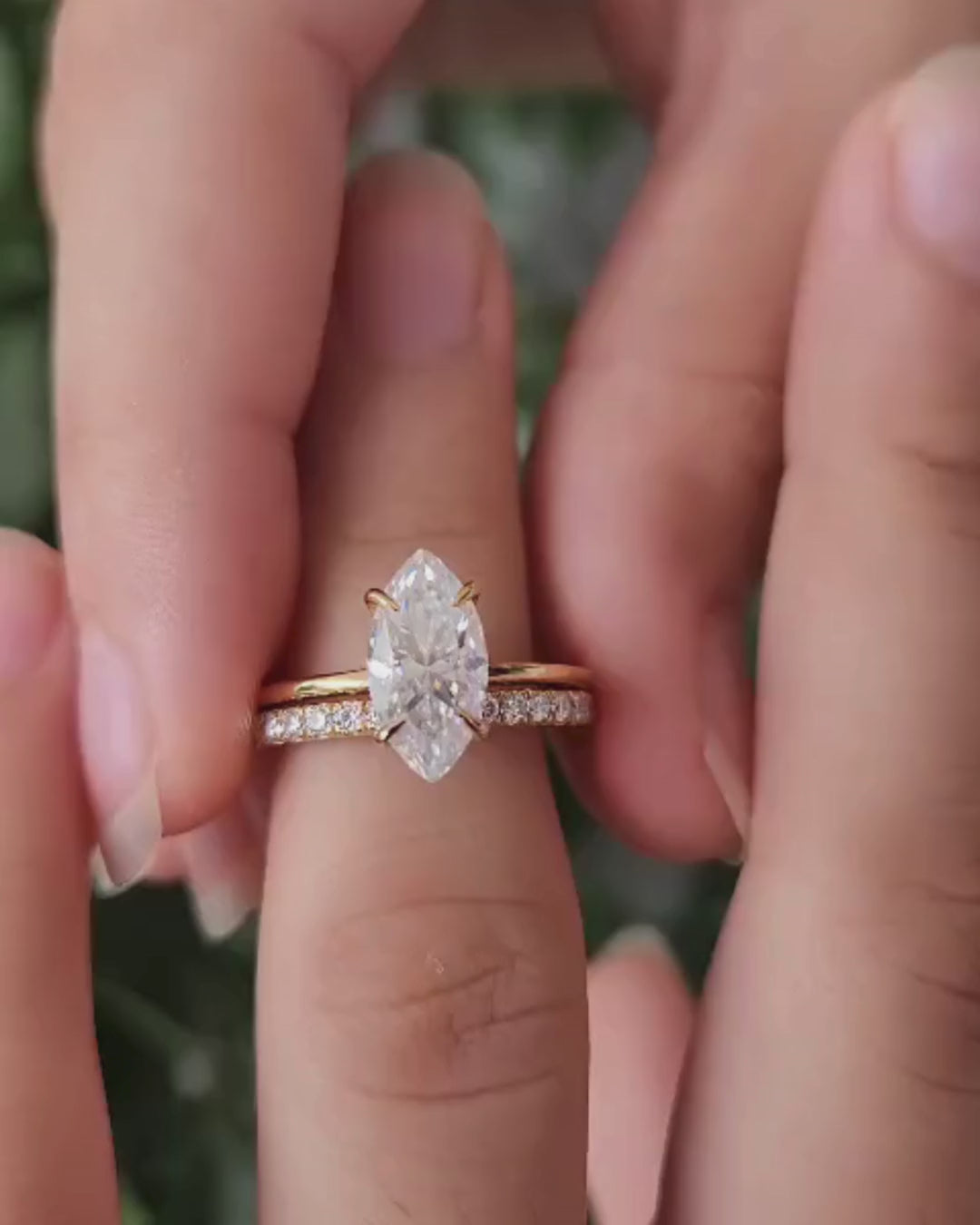 Marquise Cut Solitaire Ring with Eternity Band