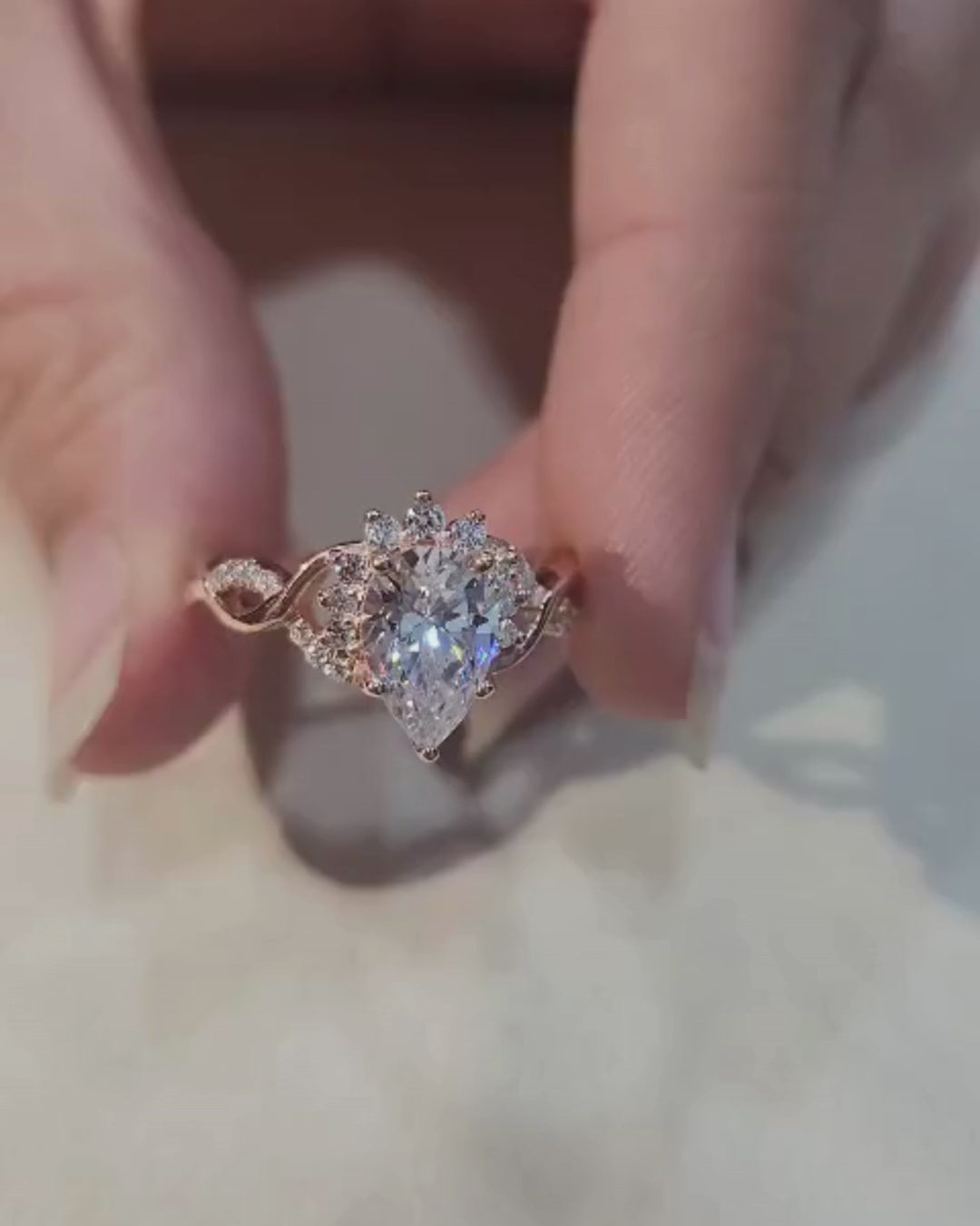 Twisted Band Pear Cut Classic Engagement Ring