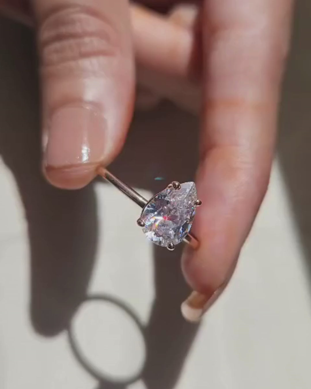 Hidden Halo Pear Shape Diamond Ring