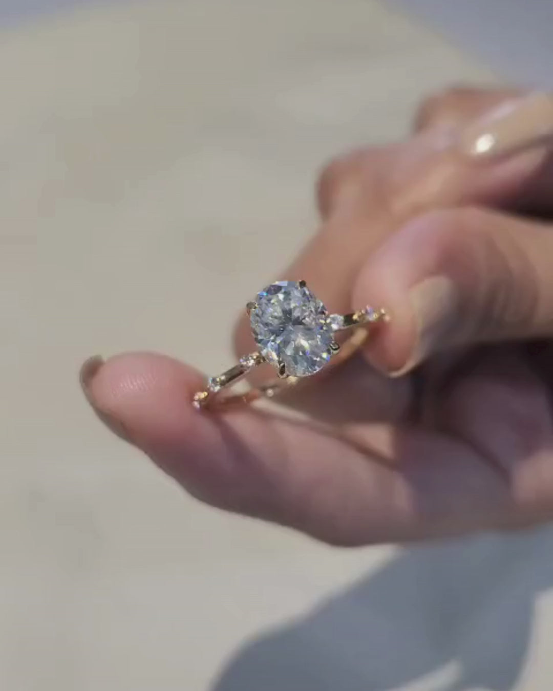 Oval Diamond Engagement Ring with Side Stone