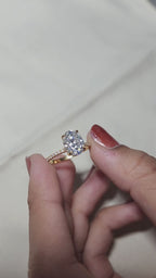 Hidden Halo Oval Cut Moissanite Engagement Ring