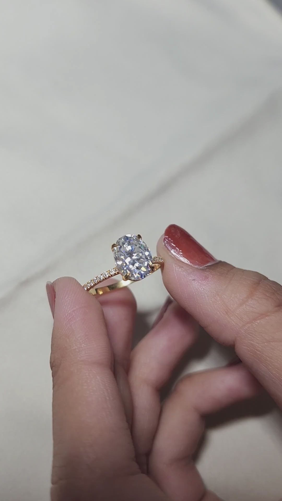 Hidden Halo Oval Cut Moissanite Engagement Ring