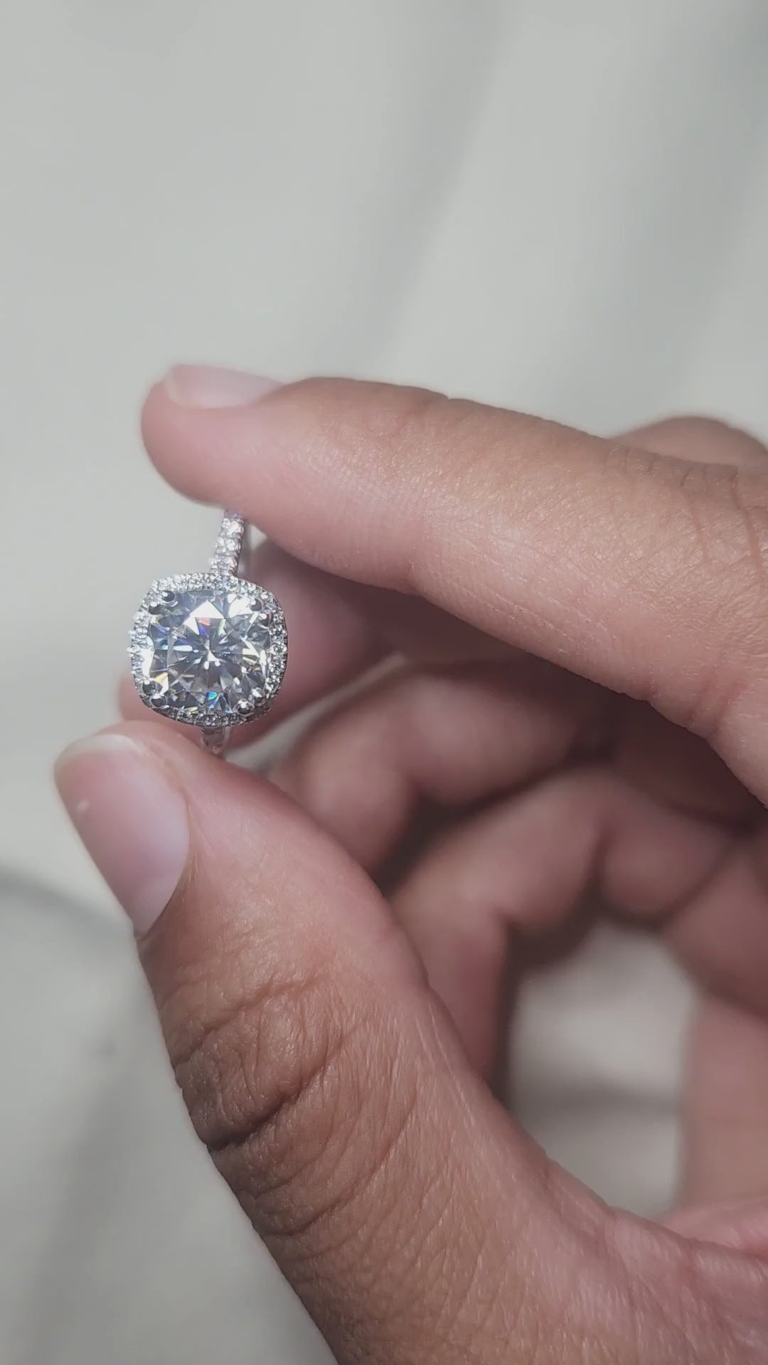 Cushion Halo Engagement Ring With Cathedral Setting