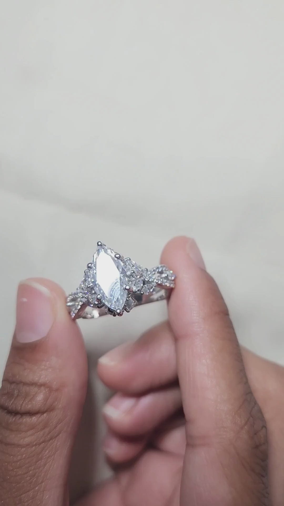 Marquise And Round Cut Vintage Marquise Ring