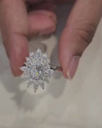 Oval Cut Moissanite Cluster Engagement Ring