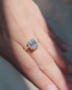 Emerald Cut Diamond Ring With Pave Band